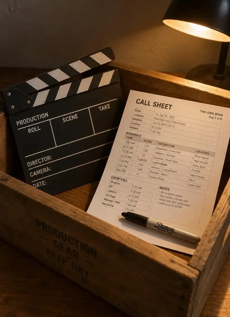 片场守则（Code of the Set）主视觉，一份写给全组的片场守则，和它的三十条修改记录。