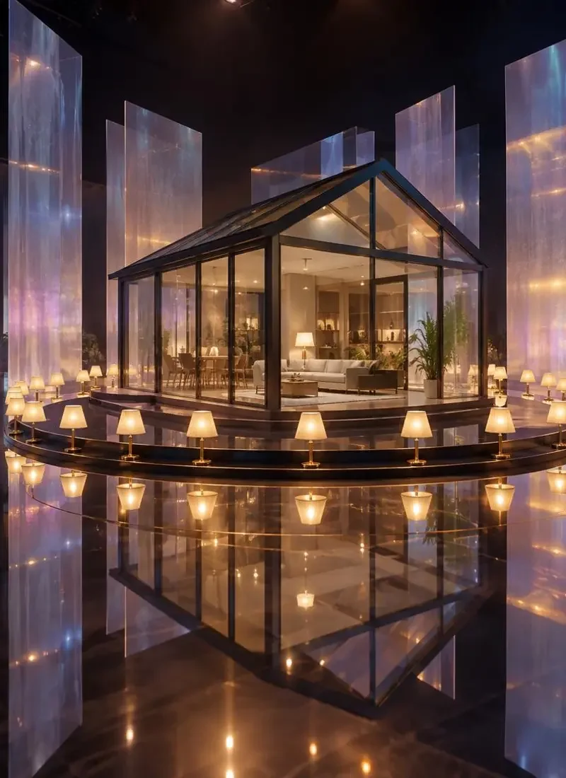 玻璃屋（Glass House）主视觉，一栋全透明的房子，把所有人的生活放在阳光下。